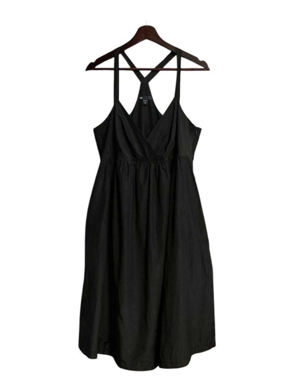 GAP Black V-Neck Cross-Back Midi Dress